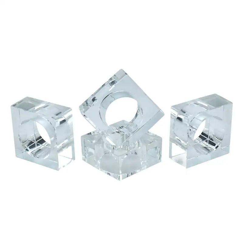 Crystal Square Napkin Ring - Set of 4