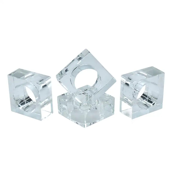 Crystal Square Napkin Ring - Set of 4