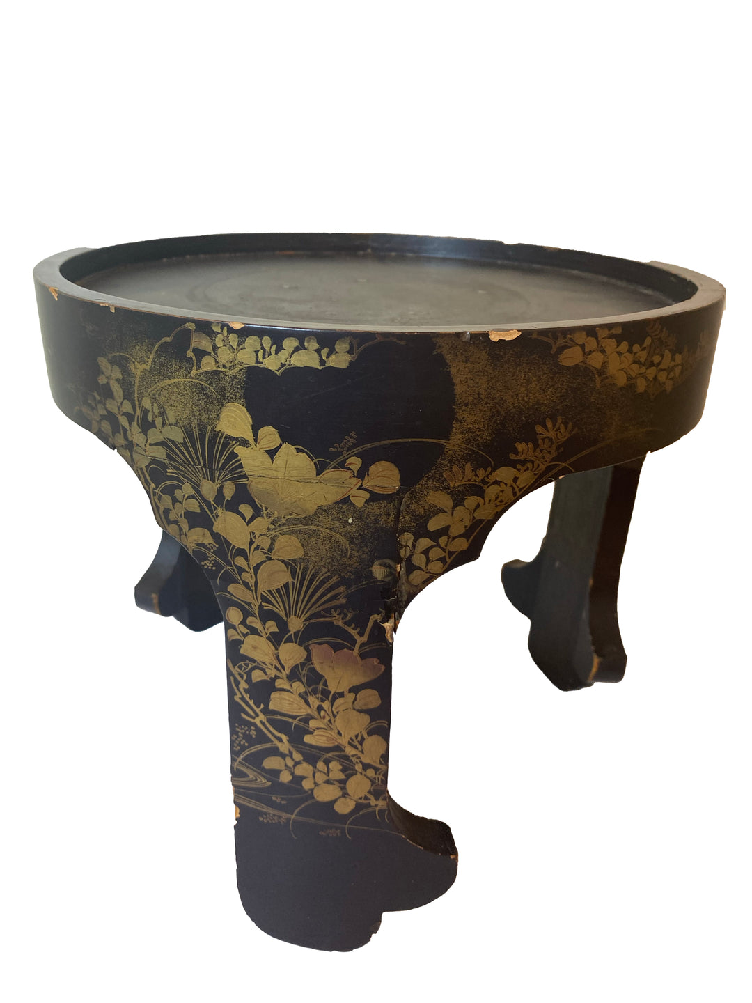 Set of Three Vintage Asian Black Lacquer Display Stands