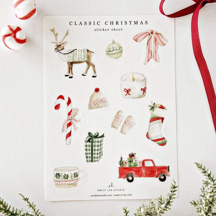 Classic Christmas Watercolor Sticker Sheets