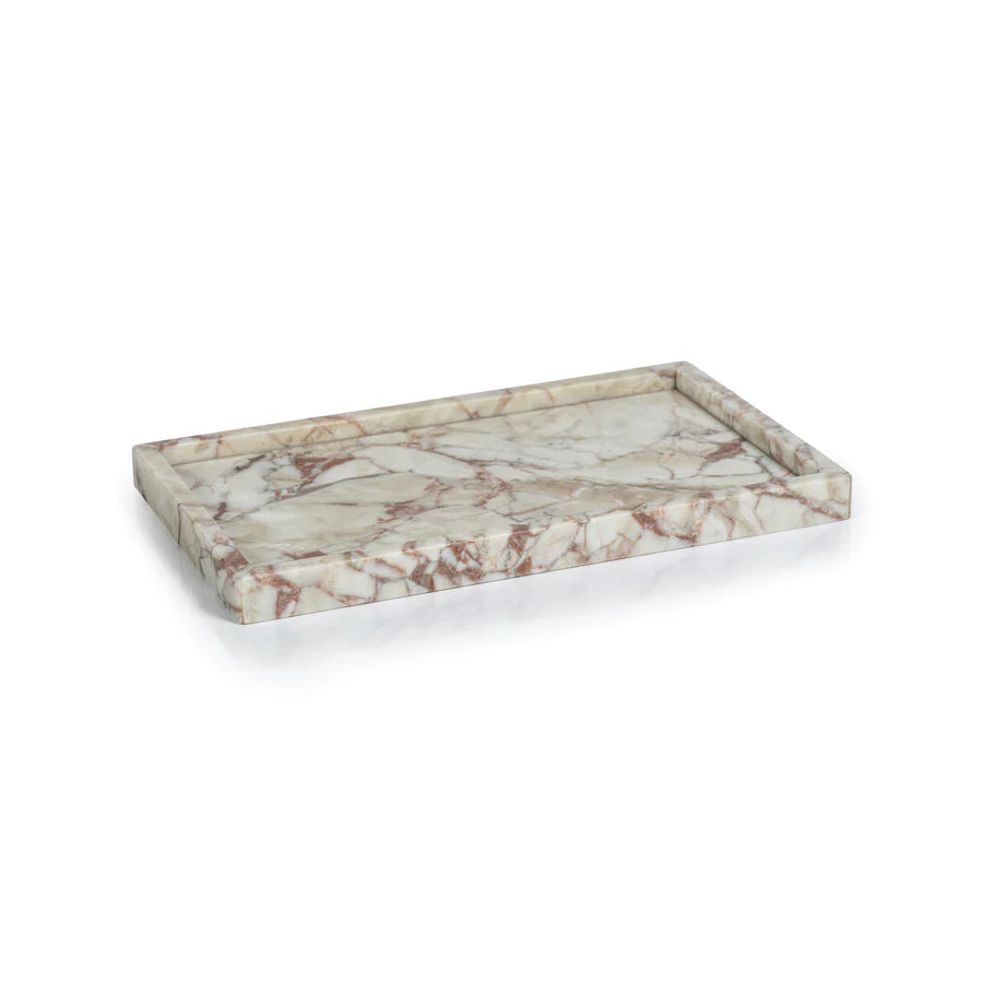 Footed Rosso Verona Marble Tray