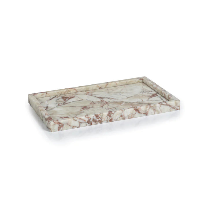 Footed Rosso Verona Marble Tray