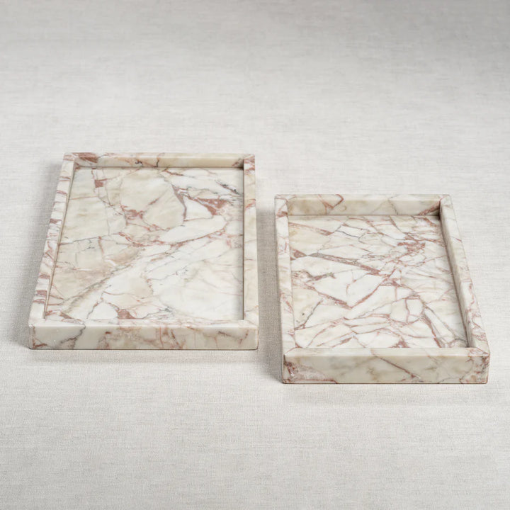 Footed Rosso Verona Marble Tray