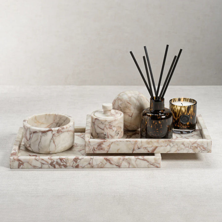 Footed Rosso Verona Marble Tray