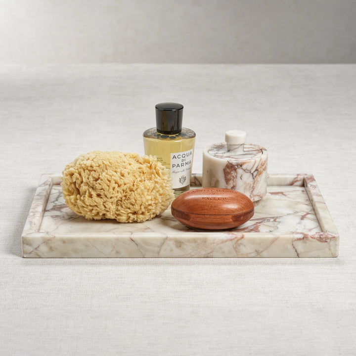 Footed Rosso Verona Marble Tray