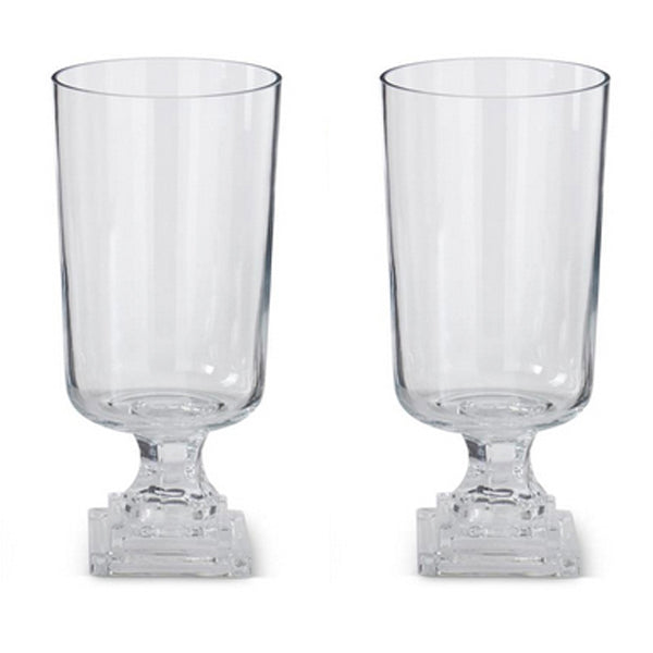 Pair of Glass Pedestal Footed Vases
