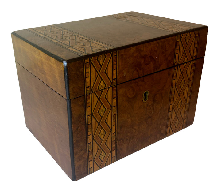 Antique English Tea Caddy with Inlay, c. 1830