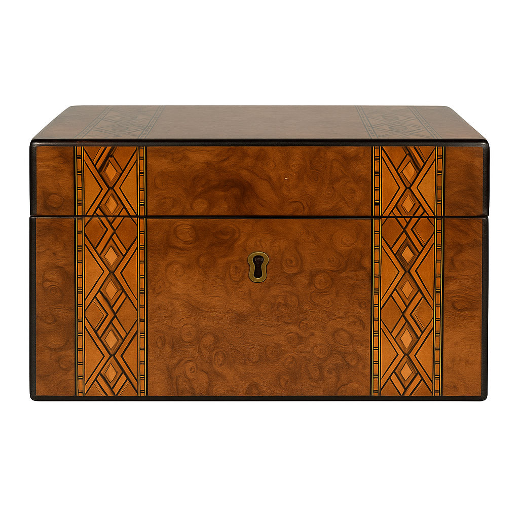 Antique English Tea Caddy with Inlay, c. 1830