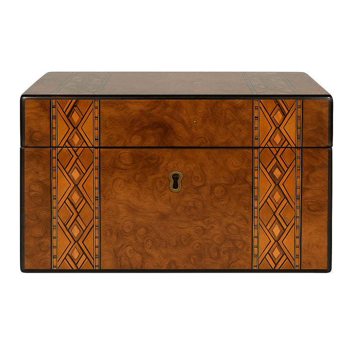 Antique English Tea Caddy with Inlay, c. 1830