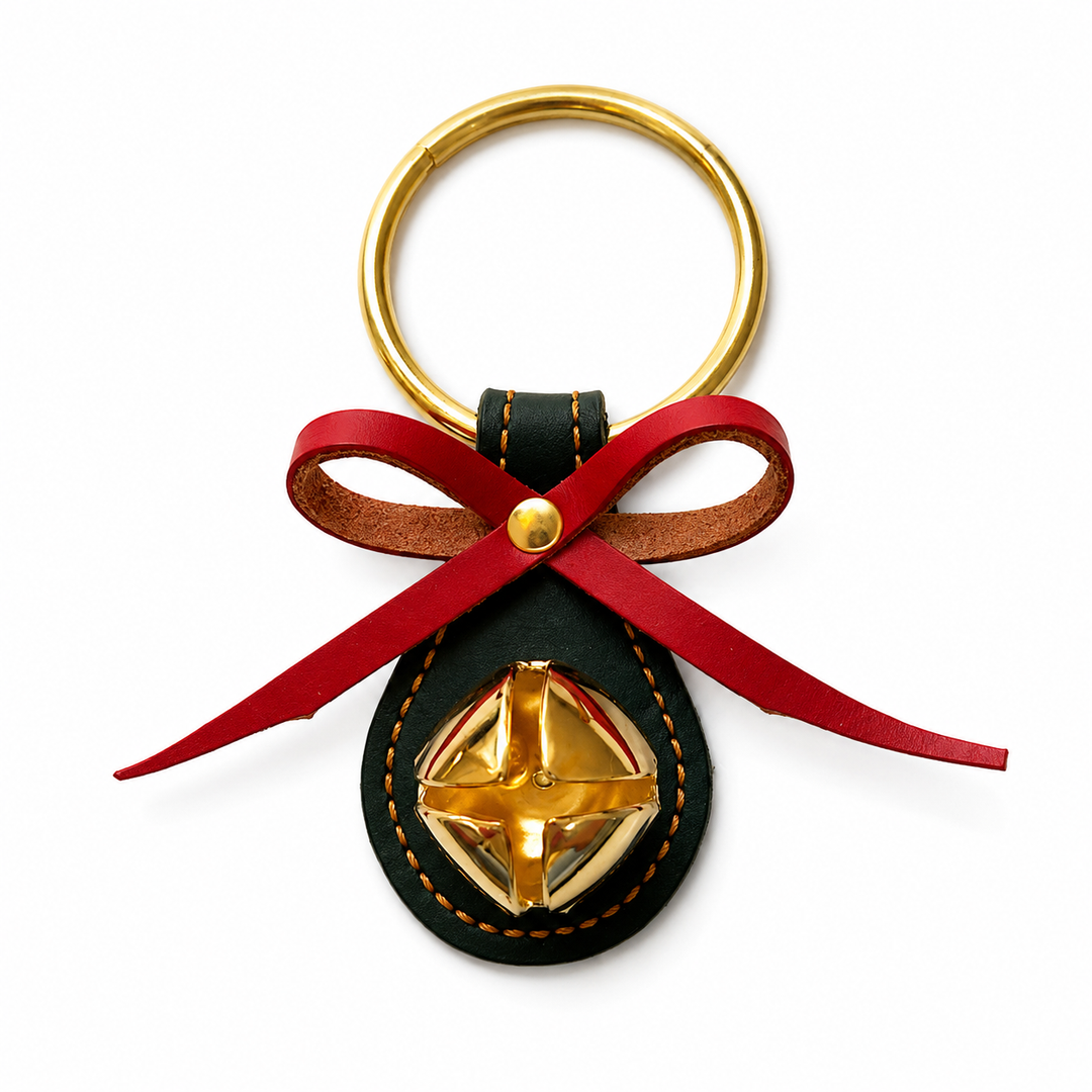 Amish-Made Brass Bell with Leather Teardrop & Bow