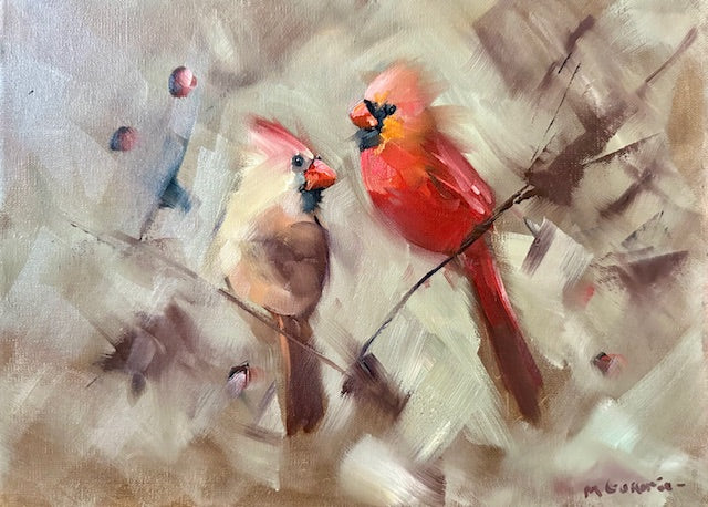 Original Oil by Mary Beth Gaiarin - "Two Cardinals"