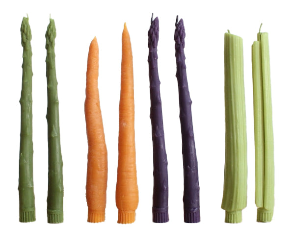 Asparagus Beeswax Candles - Pair