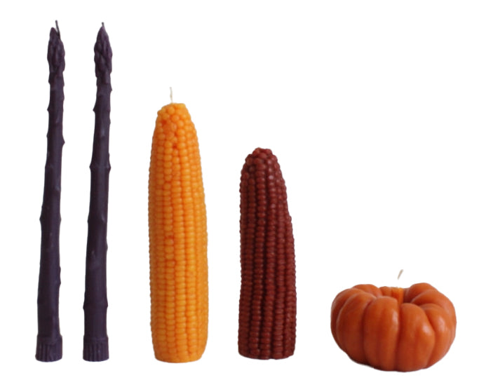Purple Asparagus Beeswax Candles - Pair