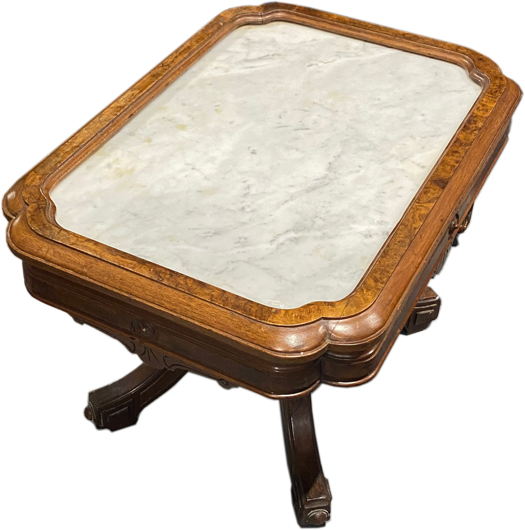 Antique Eastlake Victorian Marble Top Coffee Table