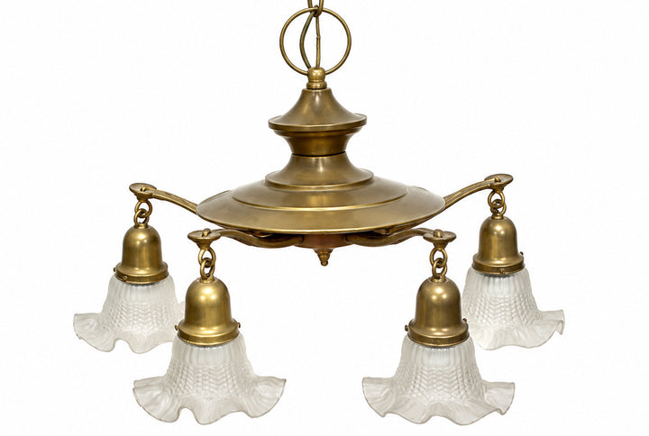 Victorian Brass Four-Light Chandelier