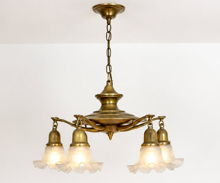 Victorian Brass Four-Light Chandelier