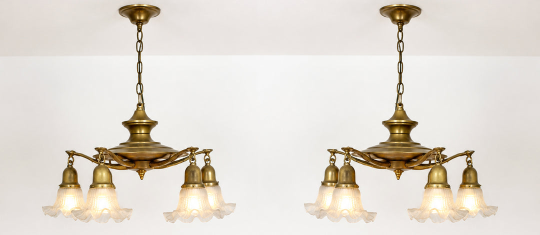 Victorian Brass Four-Light Chandelier