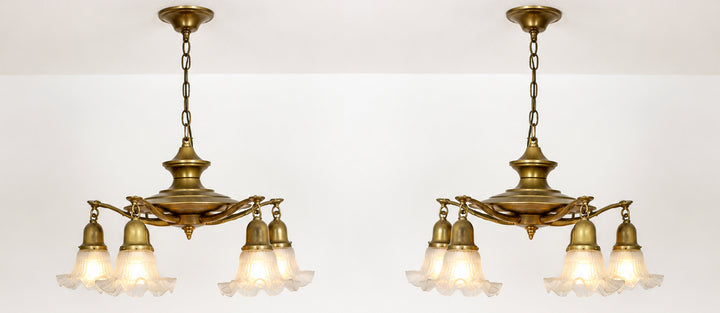 Victorian Brass Four-Light Chandelier