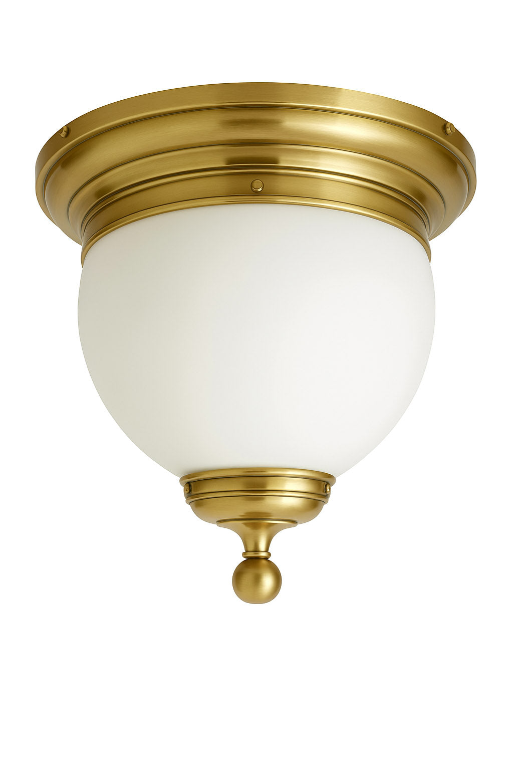 Visual Comfort “Viaggio” Flush Mount Fixture in Brass and Opal Glass
