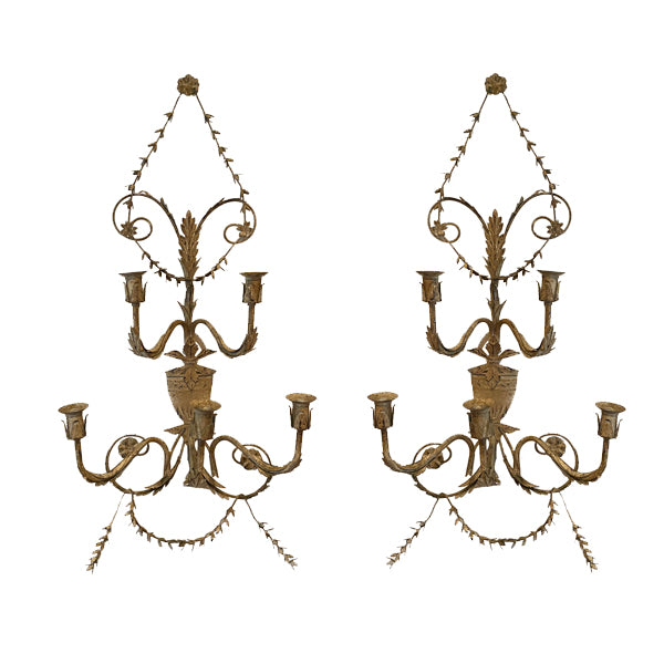 Pair of Iron 5-Arm Wall Sconces by Richard Taylor Designs