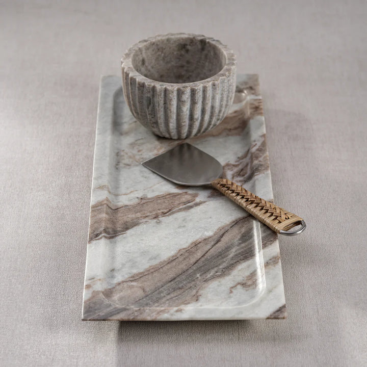 Whispering Ribbed Marble Bowl