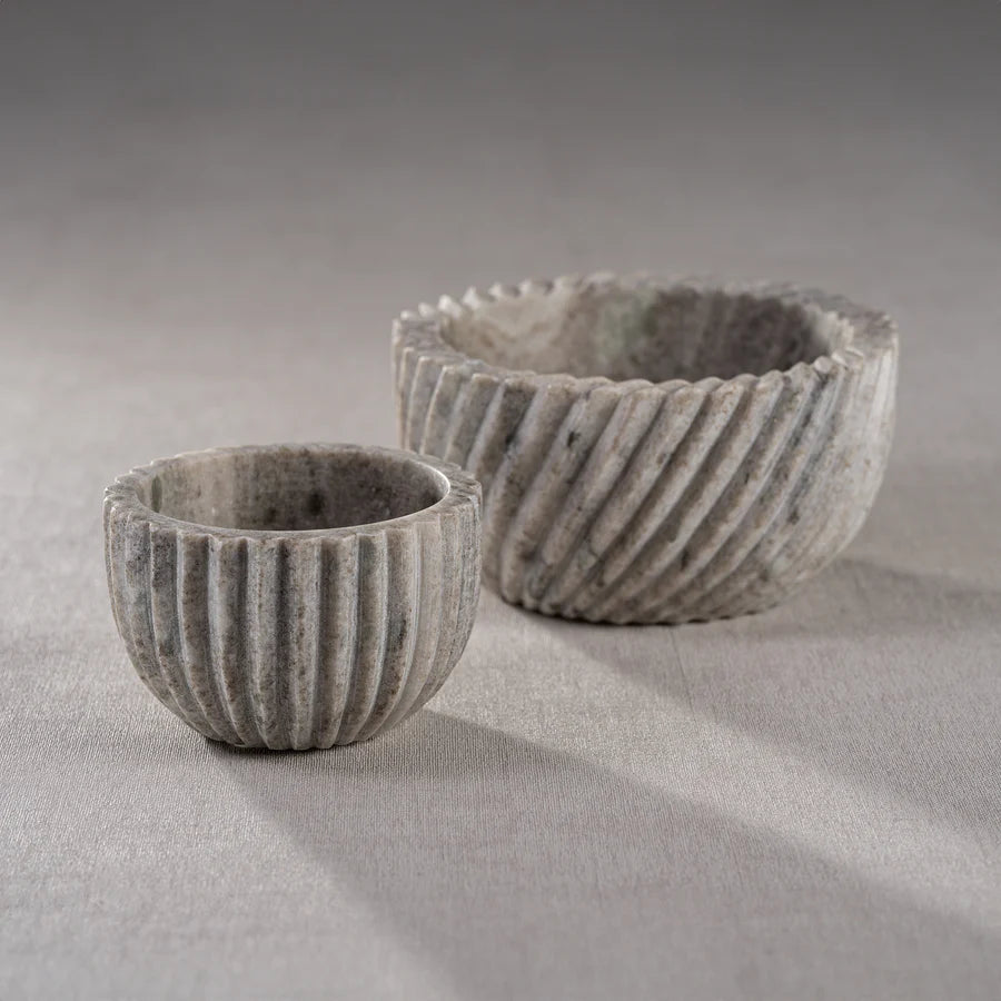 Whispering Ribbed Marble Bowl