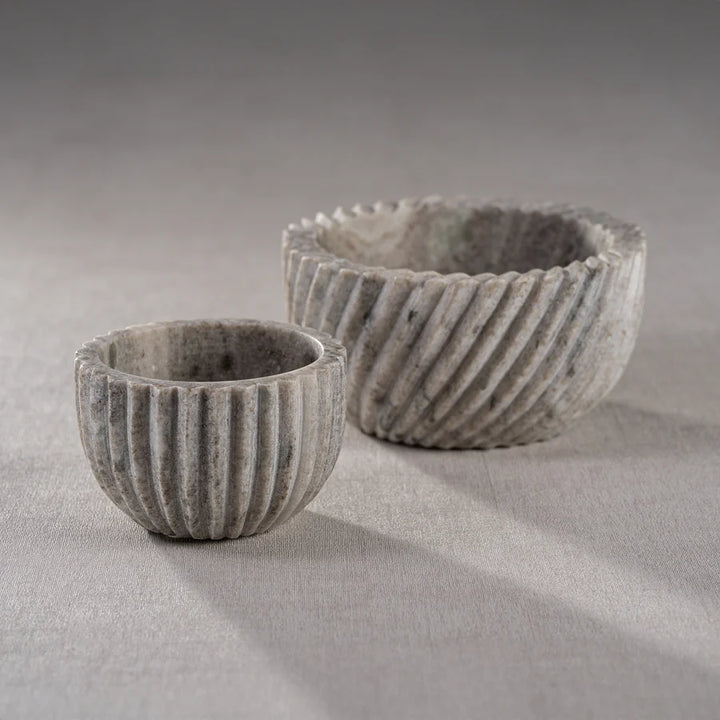 Whispering Ribbed Marble Bowl
