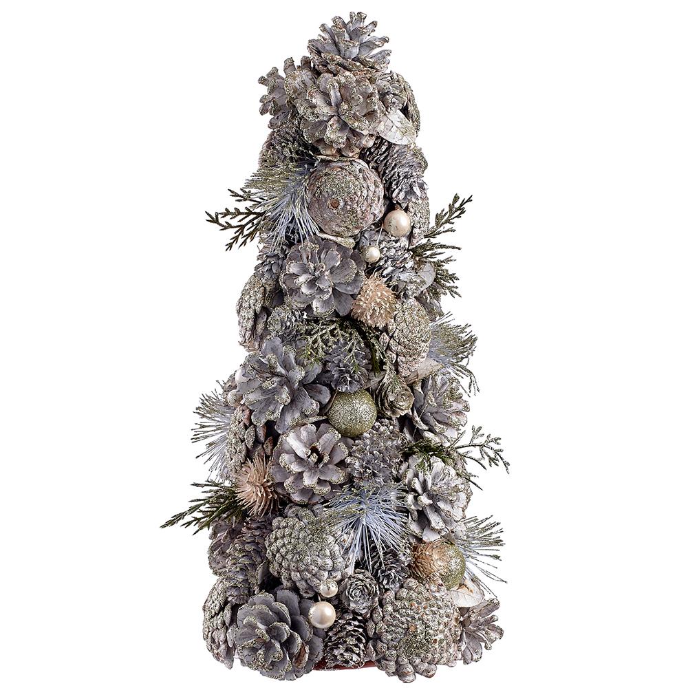 Frosted Pine Cone Holiday Topiary
