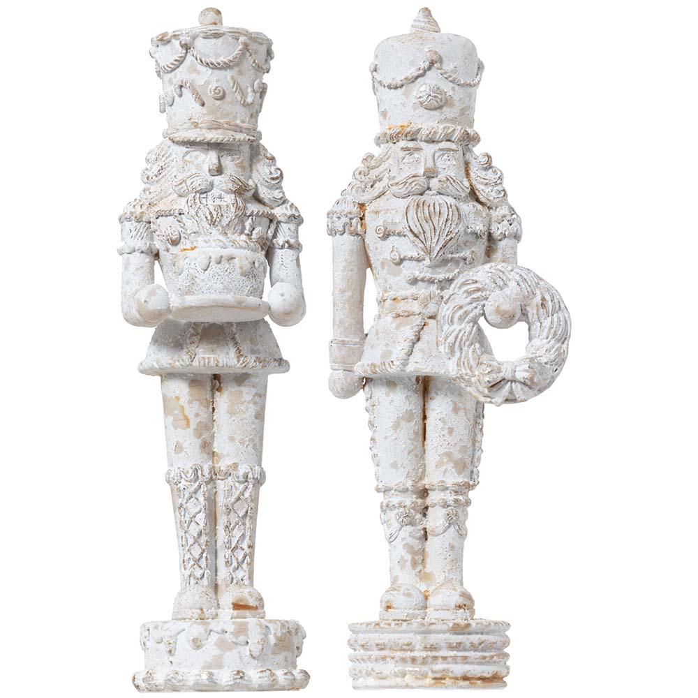 Antiqued White Nutcrackers, Set of 2