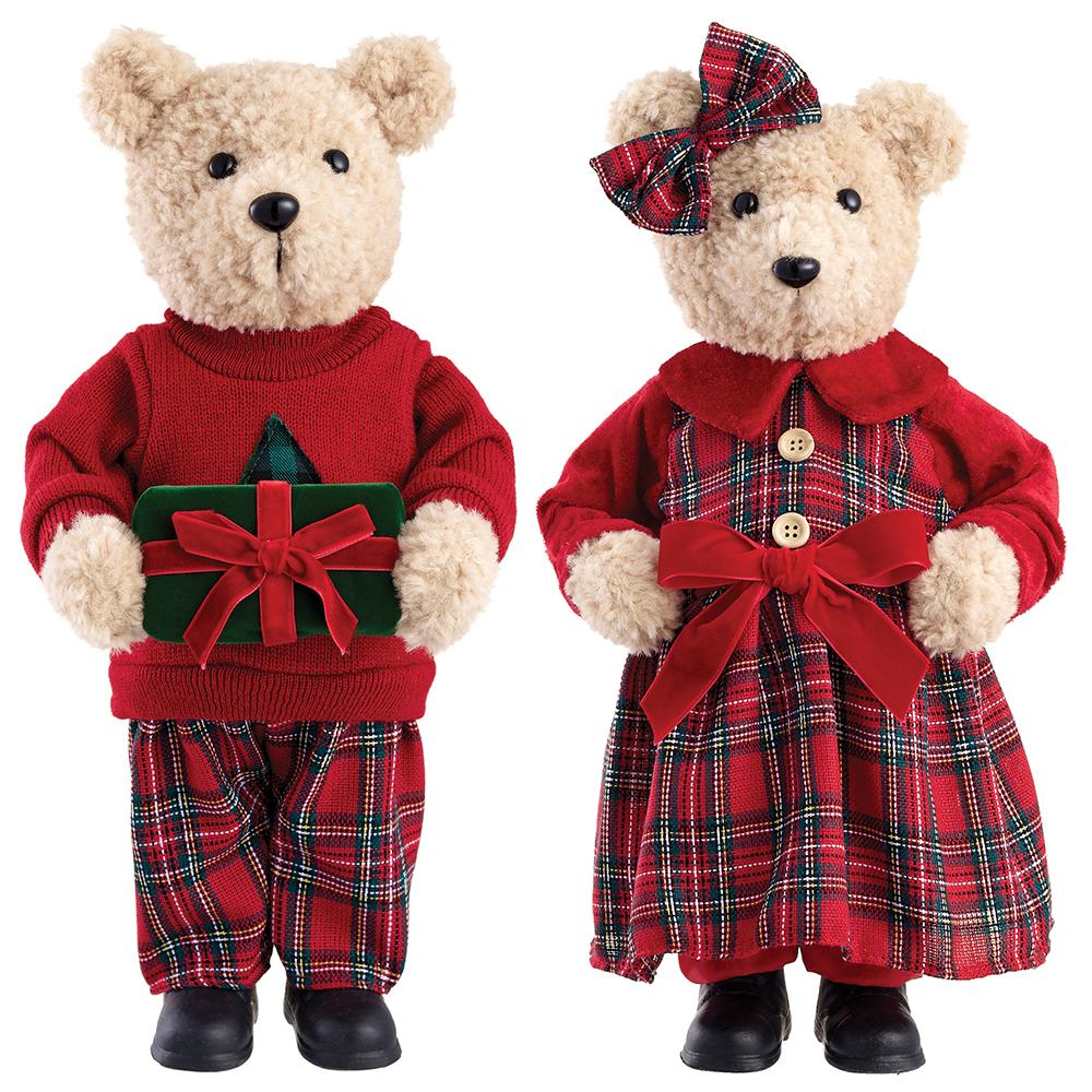 Holiday Plaid Bears, Set of 2