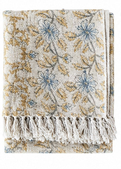 Hand-Loomed Cotton Block Print Throw