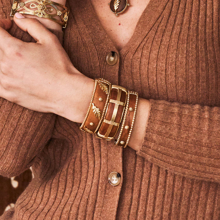 Forest Walk Oak Leaf Bangle - Teak