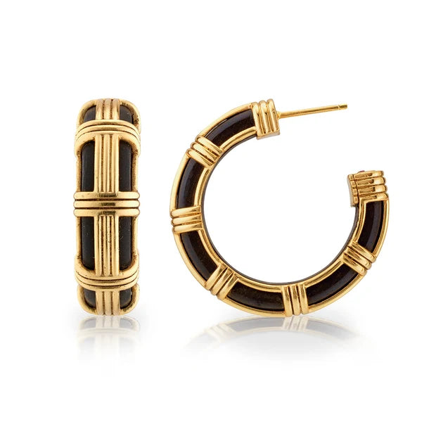Gaia Cage Hoop Earrings-Teak