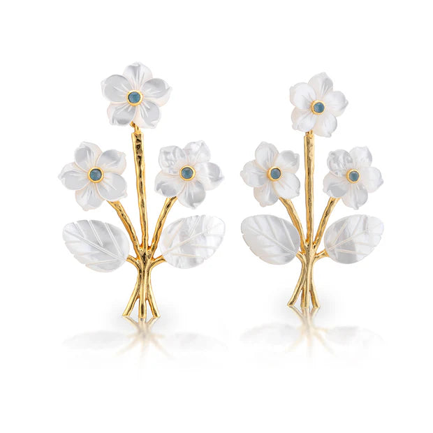 Mermaid Garden Convertible Bouquet Earrings - MOP + Jade