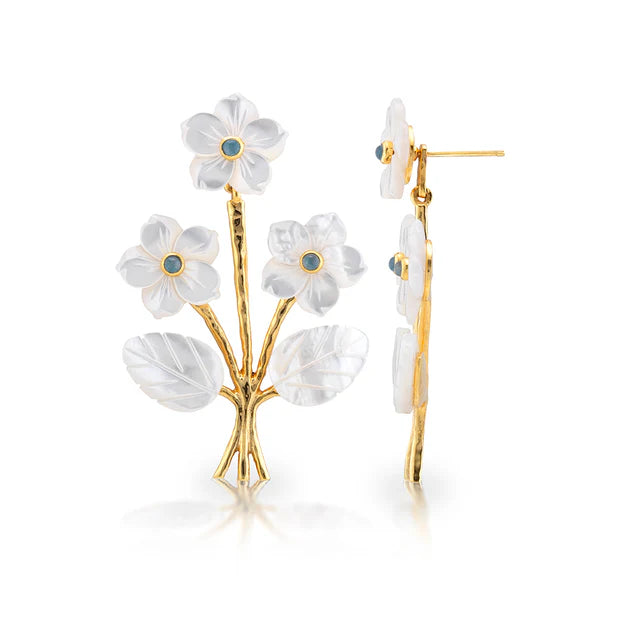 Mermaid Garden Convertible Bouquet Earrings - MOP + Jade