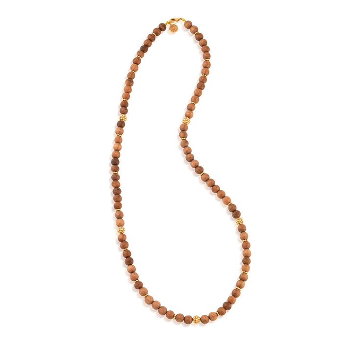 Berry Single Strand Beads Necklace, 32" - Teak