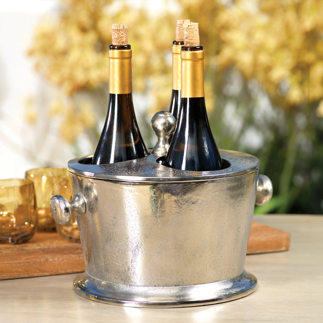 Raw Aluminum Three Bottle Wine Holder