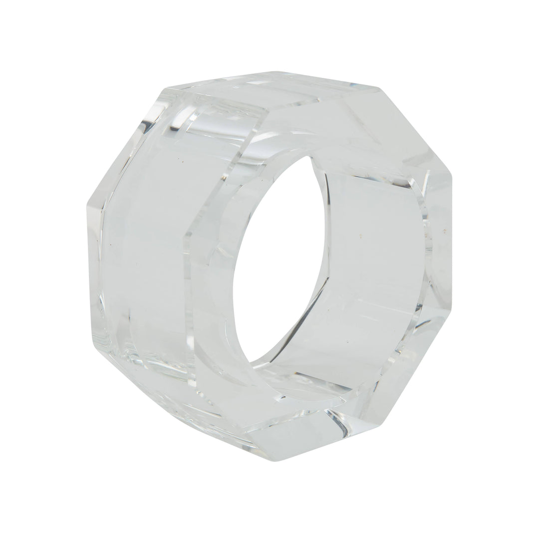 Faceted Crystal Napkin Rings – Set of 4