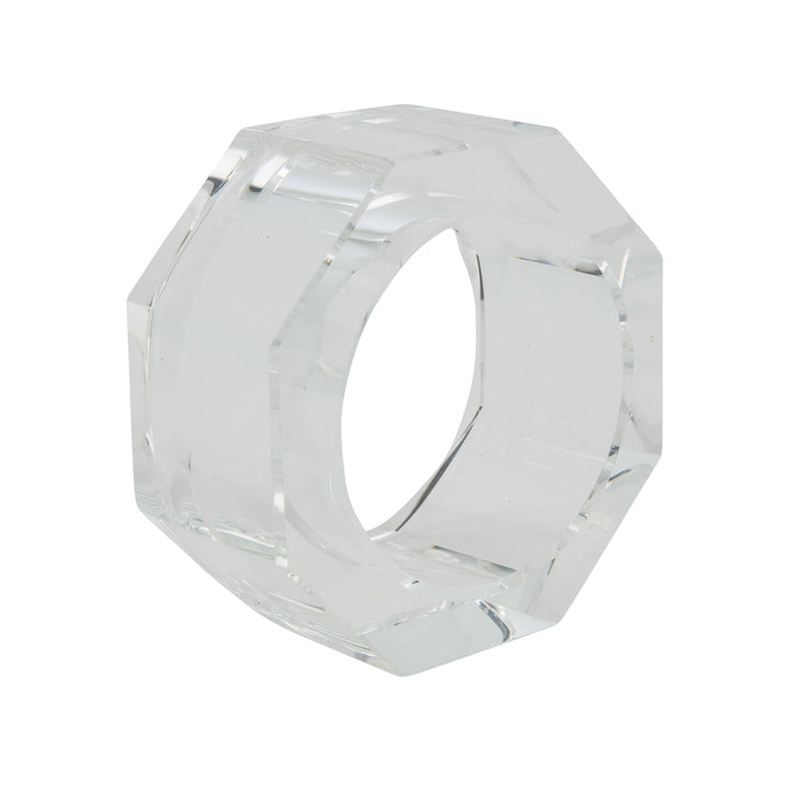 Faceted Crystal Napkin Rings – Set of 4