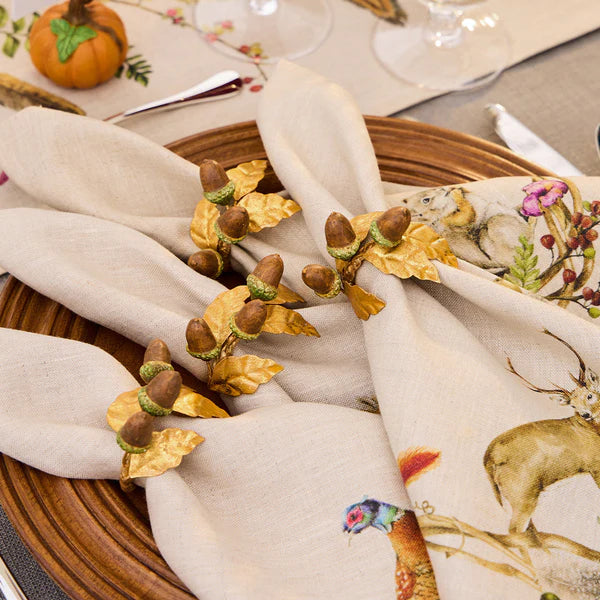 Forest Walk Acorn Napkin Rings, Set of 4