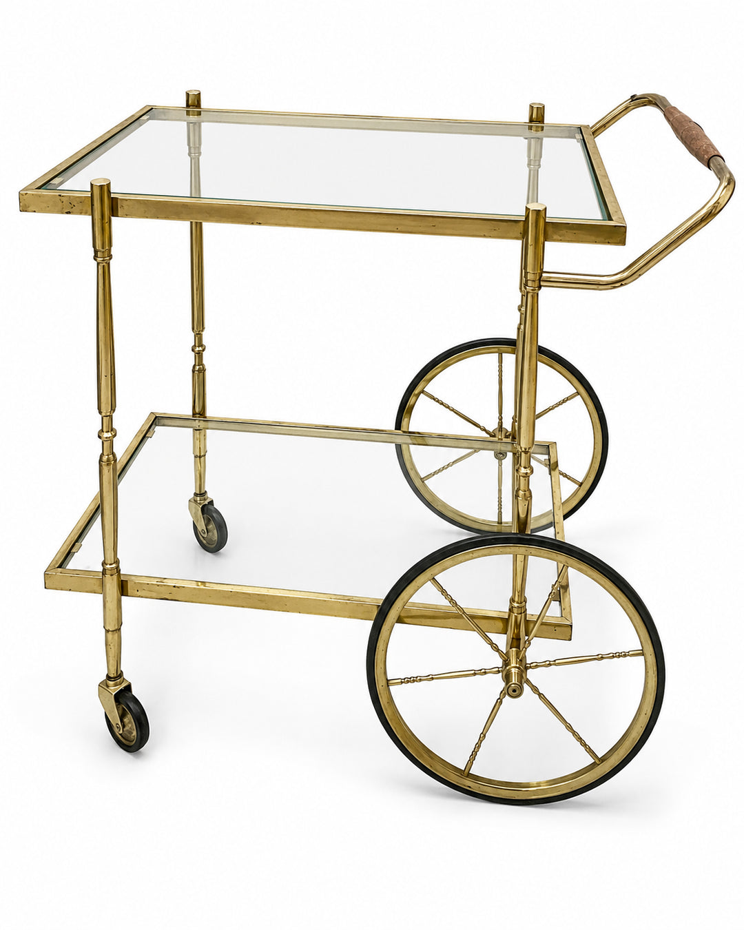 French Mid-Century Brass & Glass Bar Cart, circa 1960