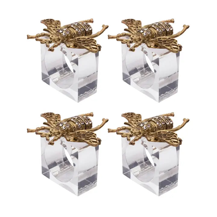 Buzzing Bee Beaded Napkin Rings, Set/4