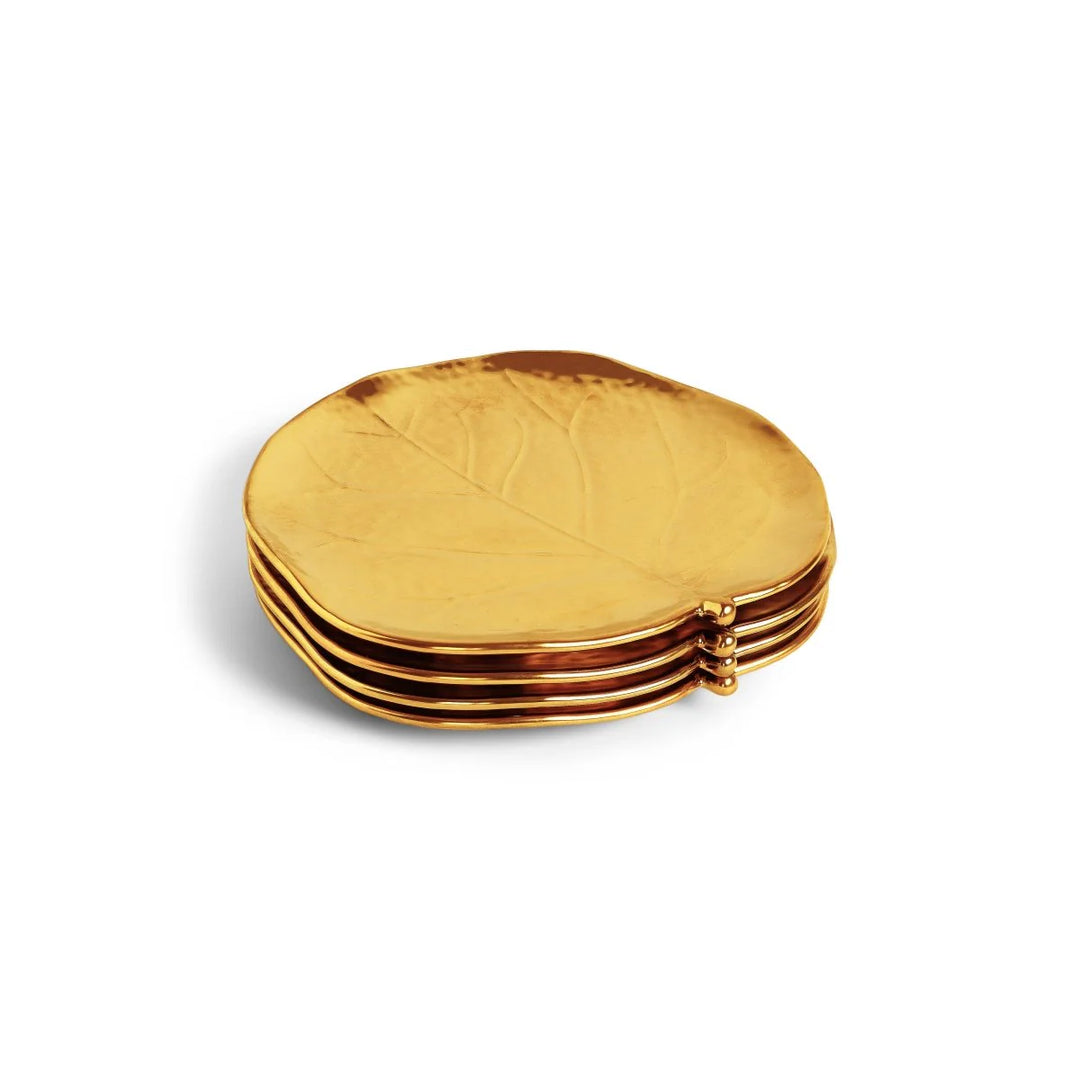 Botanical Leaf Gold Tidbit Plates Set of 4