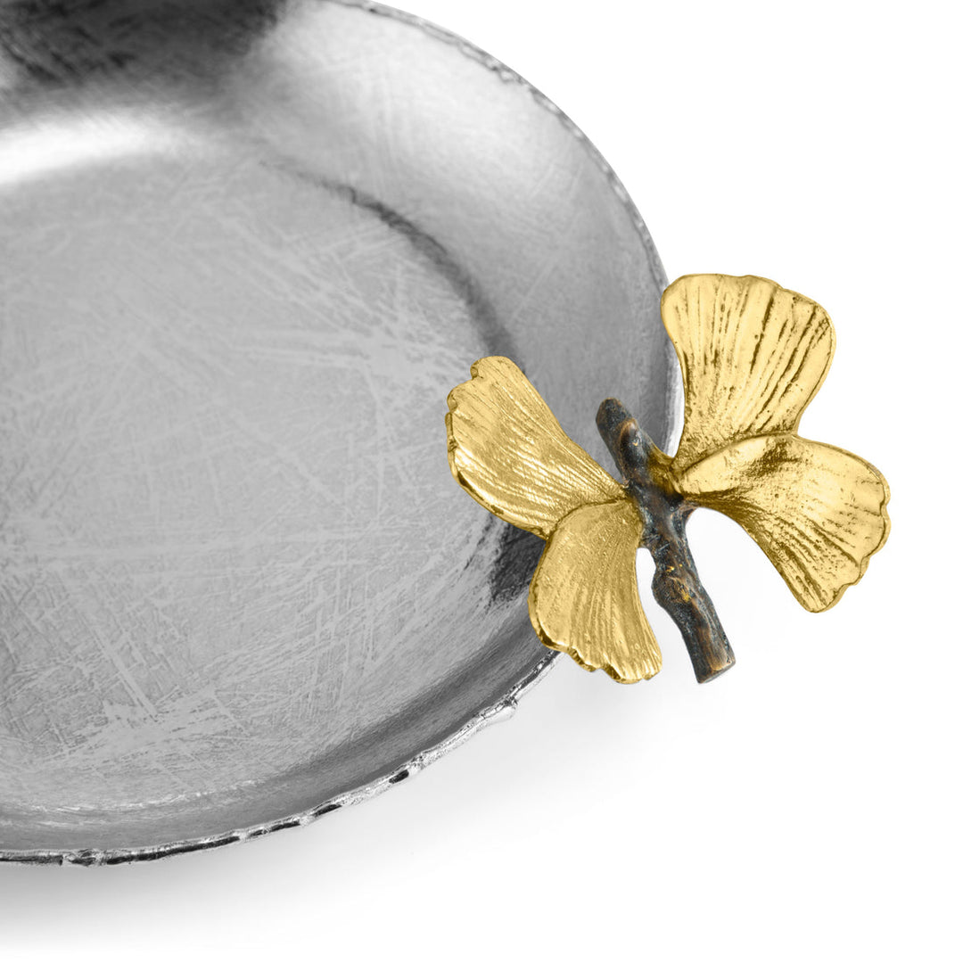 Butterfly Ginkgo Round Trinket Tray - stainless steel