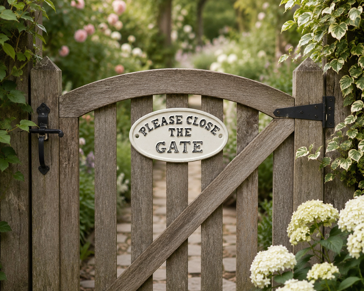"Please Close the Gate" Cast Metal Sign