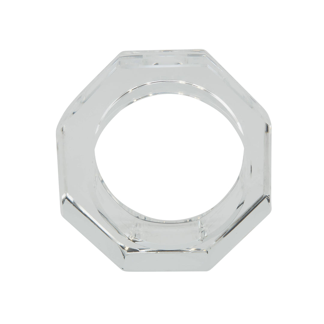 Faceted Crystal Napkin Rings – Set of 4