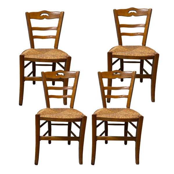 Set of 4 Antique French Fruitwood Chairs – c.1900