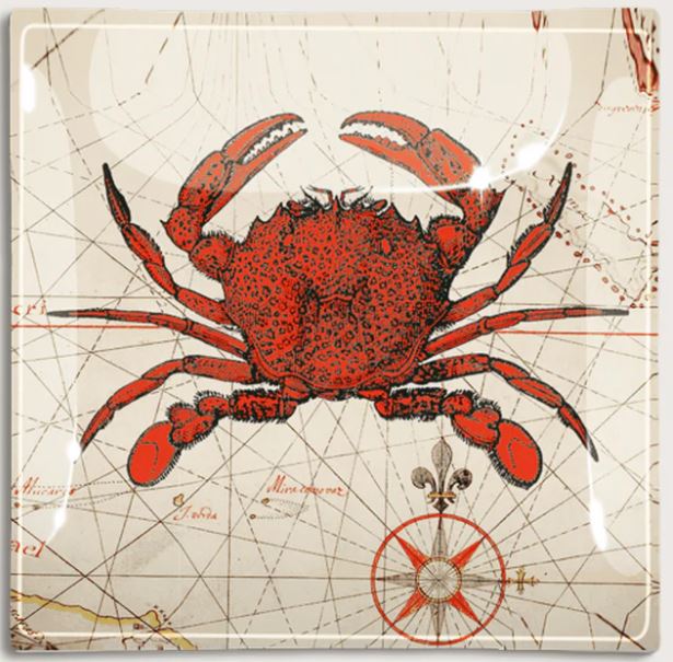 Chesapeake Crab Decoupage Glass Tray