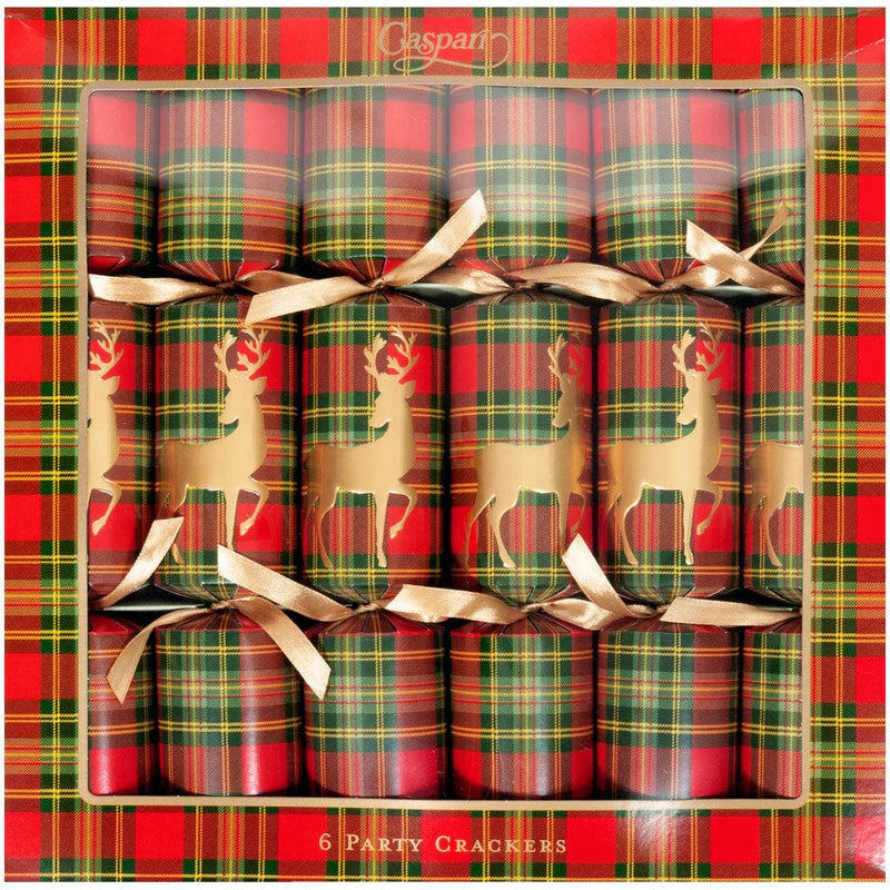 Reindeer Tartan Crackers, Set of 6