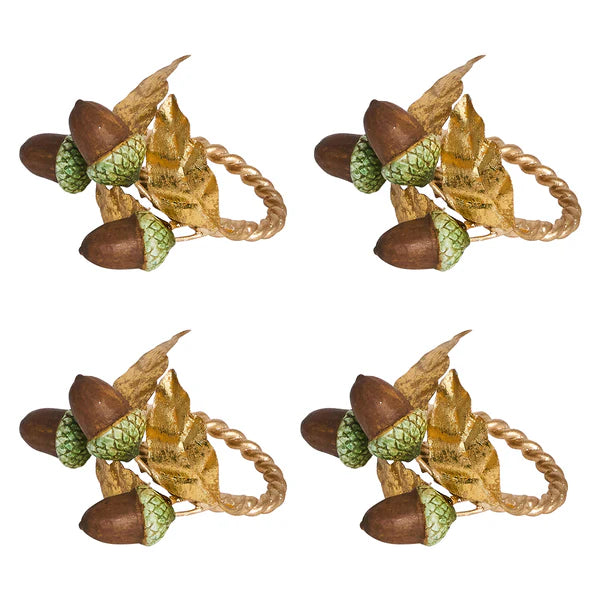 Forest Walk Acorn Napkin Rings, Set of 4